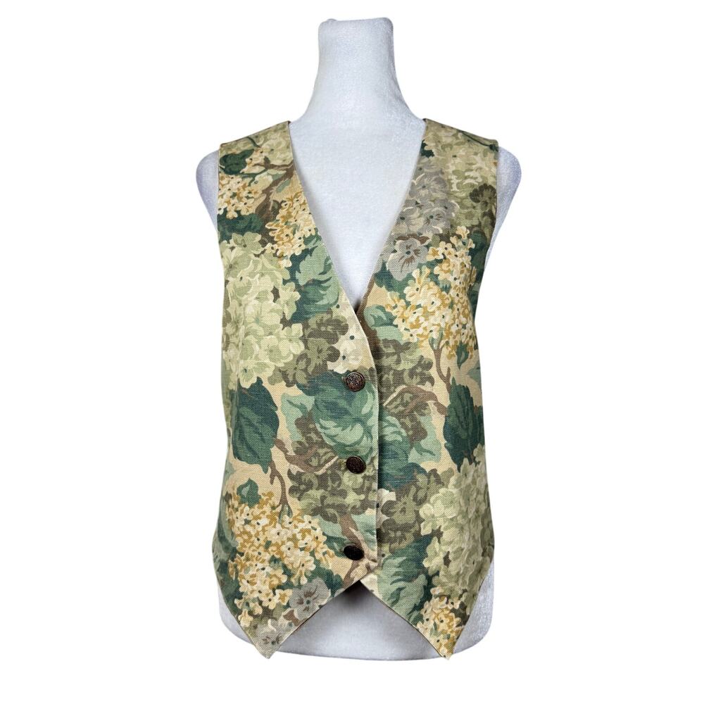 Vintage ‘90s Carol Antone Collection Floral Print V-Neck Button Front Vest